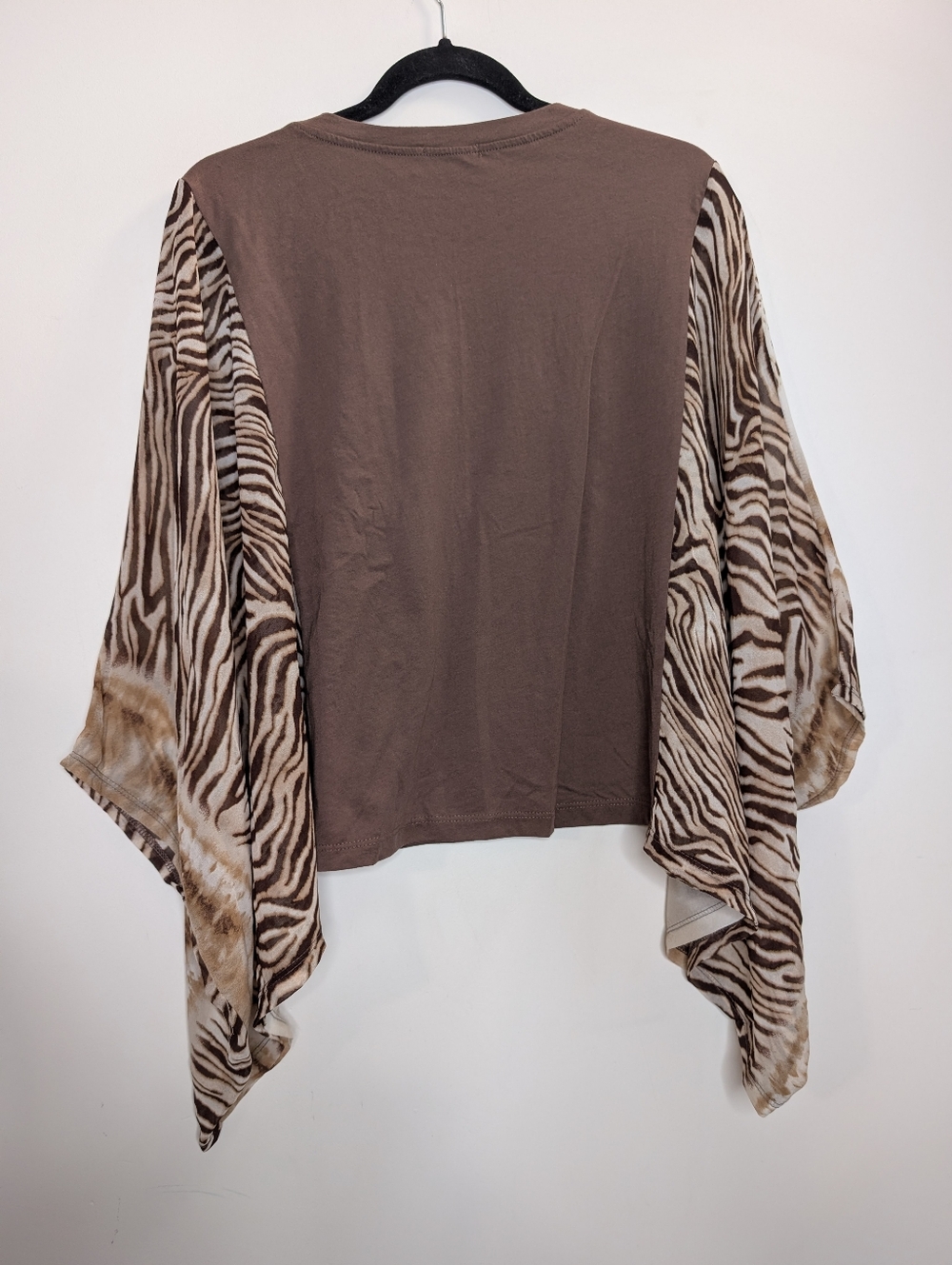 Rock & Roll Graphic Tee w/ Animal Print Kimono Sleeves Boho Western Top NWT - Picture 4 of 4